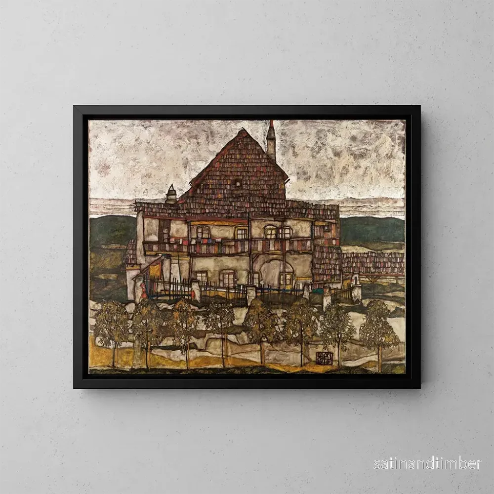 Reproduktion av målningen Hus med tak av shingel II - Egon Schiele