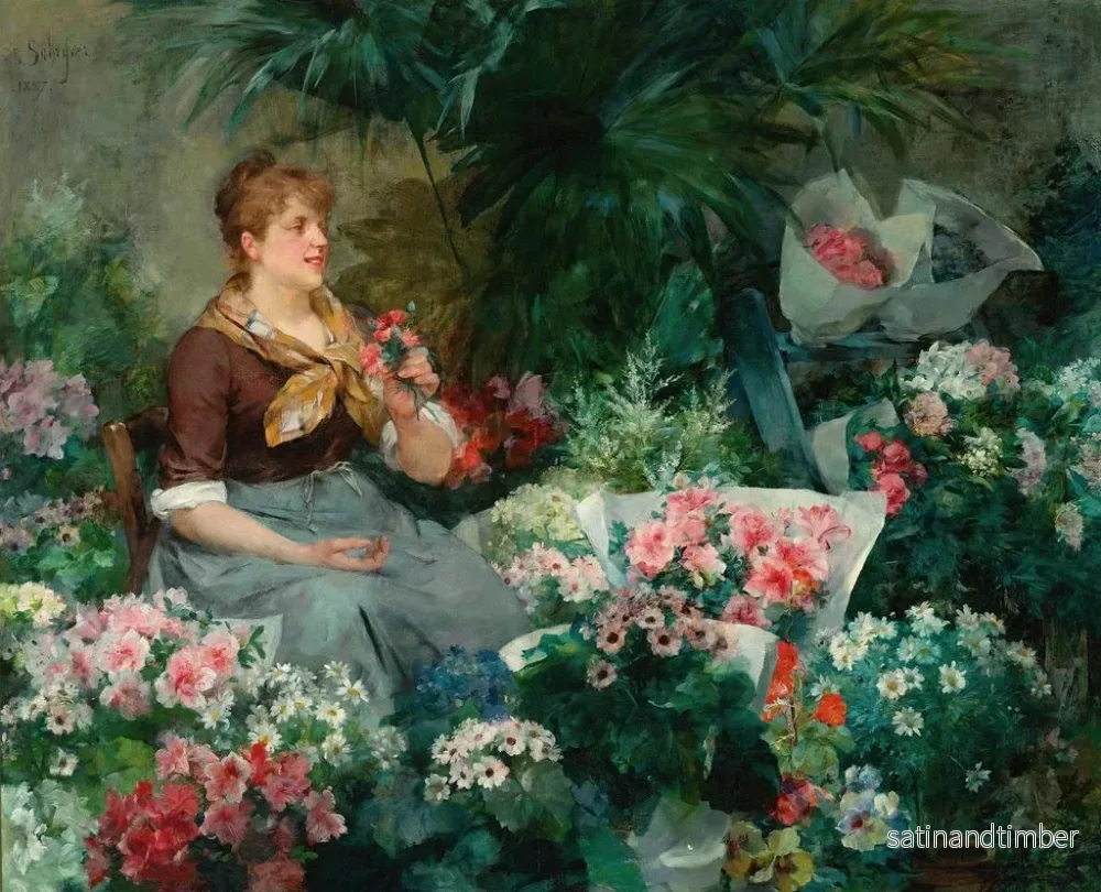 Reproduktion av målningen Le Vendeur de fleurs - Louis Marie de Schryver - Bild 2