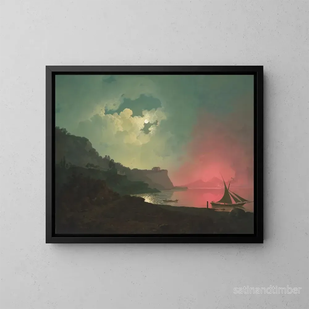 Reproduktion av målningen Vesuvius i eruption sett från Posillipo - Joseph Wright de Derby