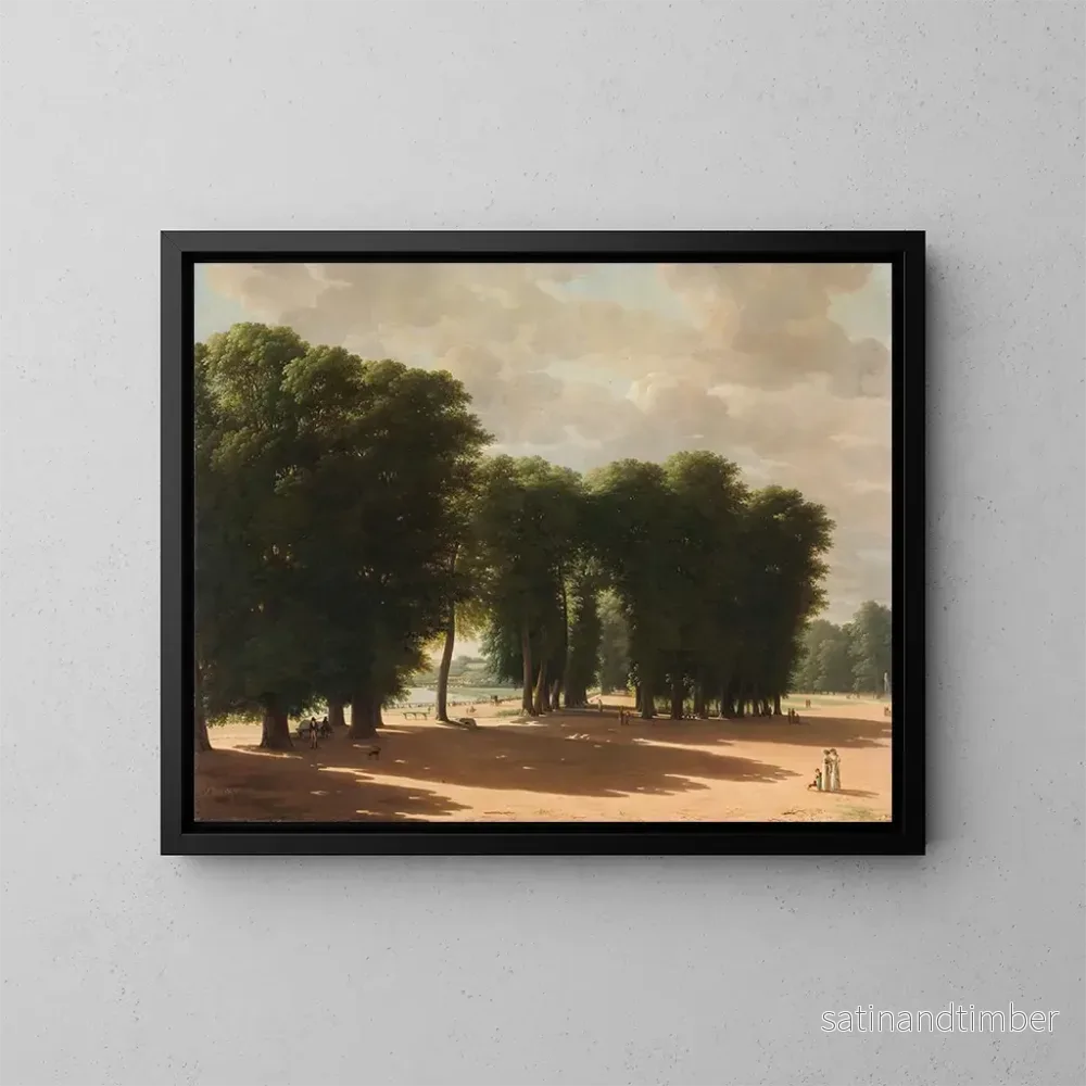 Reproduktion av målningen Längd: 60 cm x 80 cm, olja på duk, 1800-talet, konsttryck av L'Entrée du parc de Saint-Cloud à Paris - Pieter Rudolph Kleijn