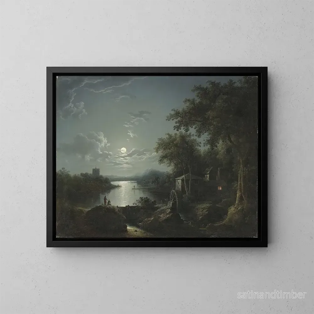 Reproduktion av målningen Fiske under månljus vid stranden - Henry Pether