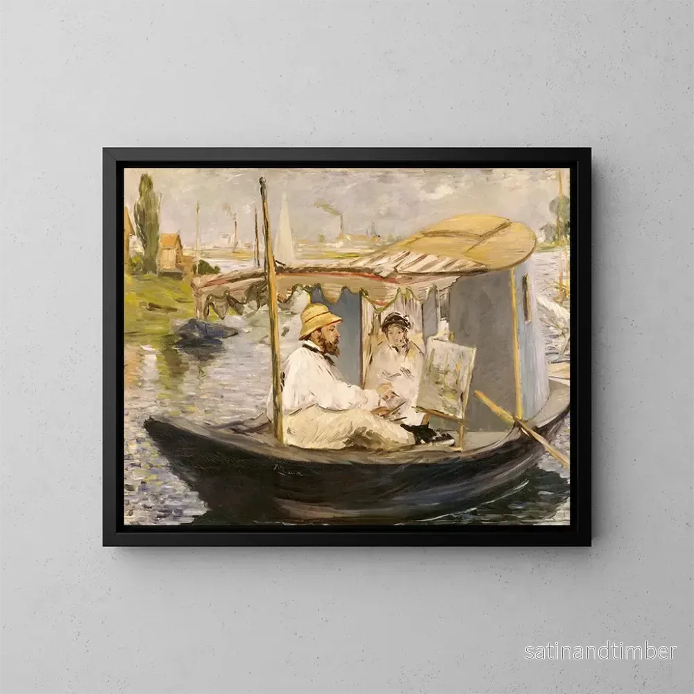 Reproduktion av målningen Claude Monet som målar i sin båt-studio - Édouard Manet