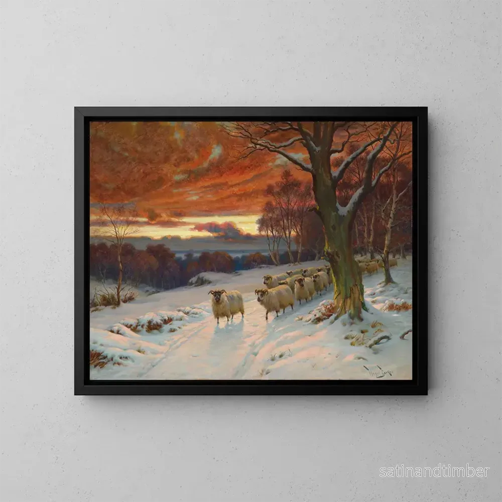 Reproduktion av målningen En vinterkväll - Wright Barker