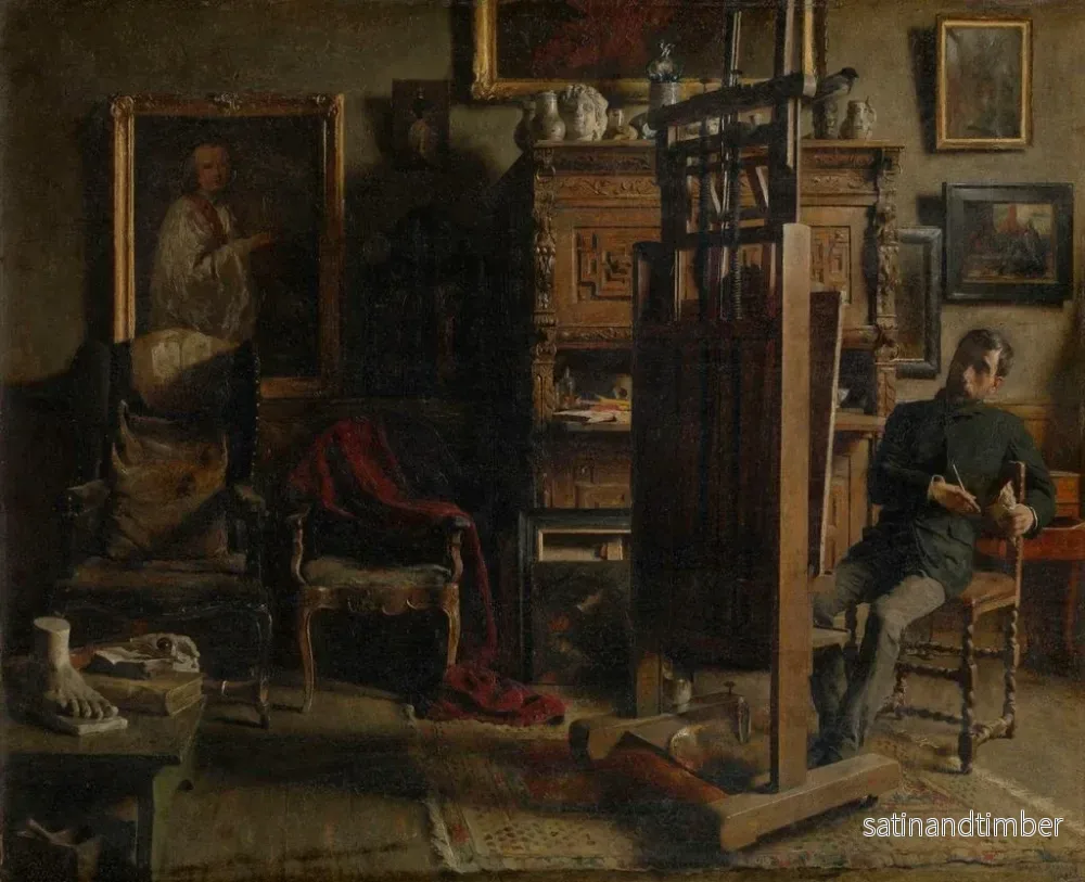 Reproduktion av målningen L'Atelier du peintre Jules Lambeaux - Charles Mertens - Bild 2