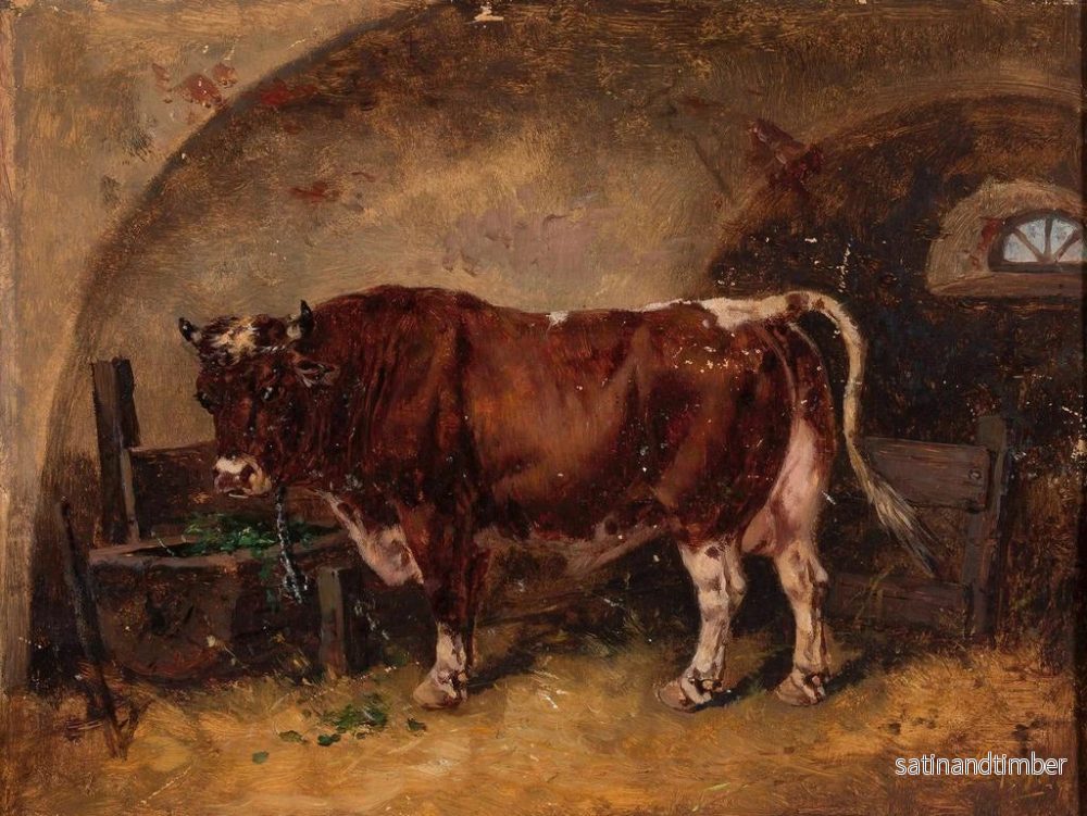 Reproduktion av målningen Bœuf dans l'étable - Józef Brodowski - Bild 2