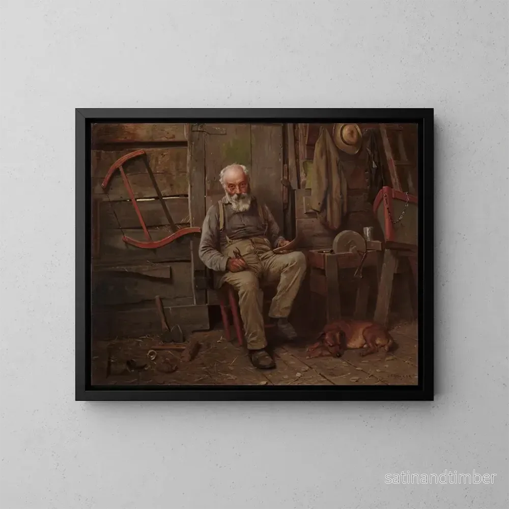 Reproduktion av målningen Konstruktion av båtar - John George Brown