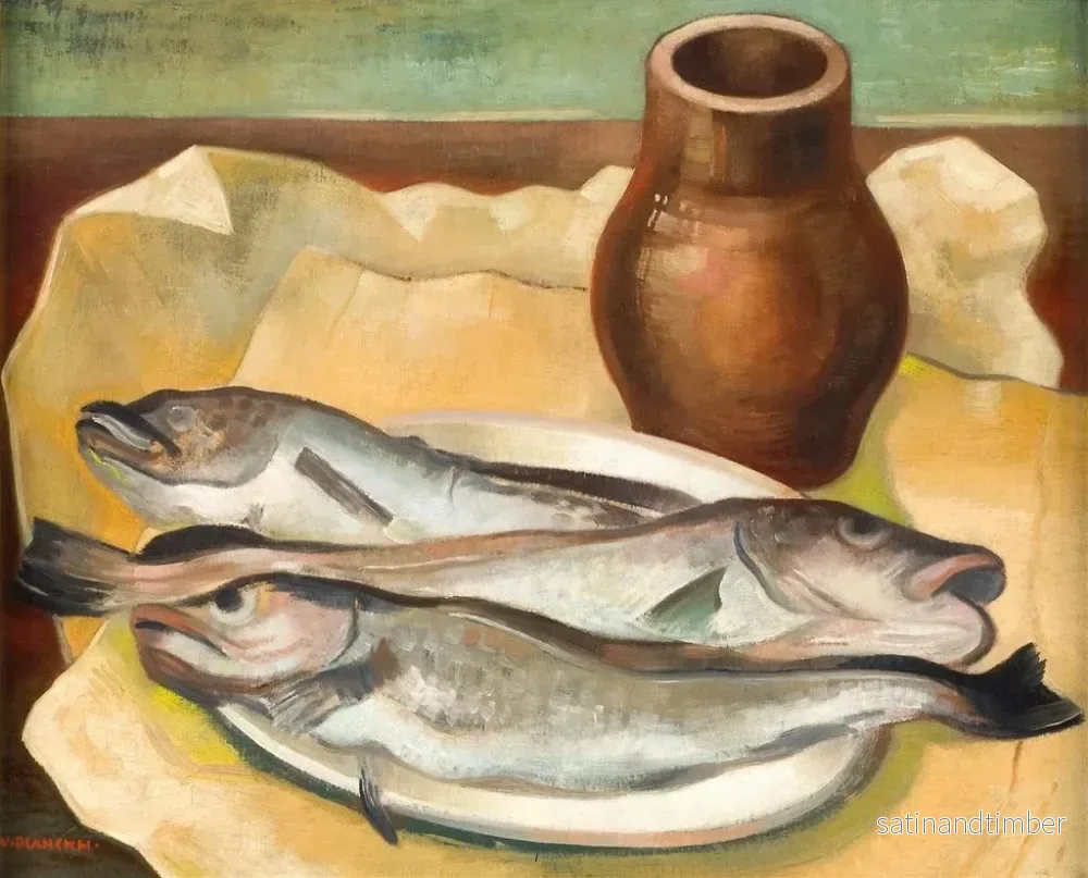 Reproduktion av målningen Naturmörker med fisk - Viktor Planckh - Bild 2