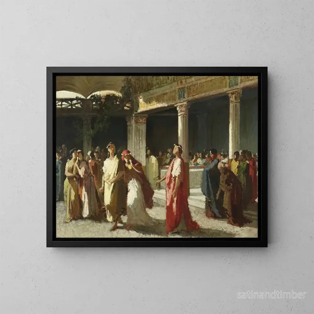 Reproduktion av målningen Dramatisk scen i en gård - Frederic Leighton