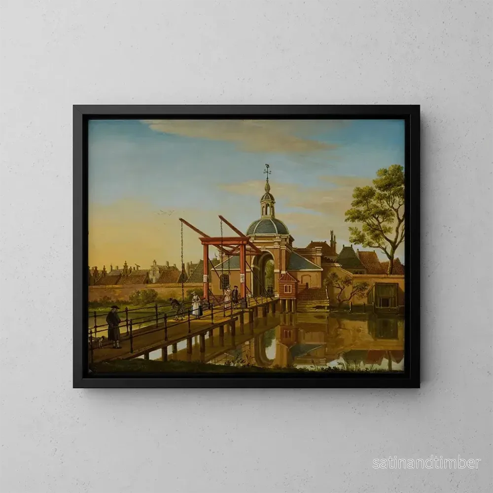 Reproduktion av målningen av Vue de Koepoort à Leiden depuis la route de Zoeterwoude - Paulus Constantijn la Fargue