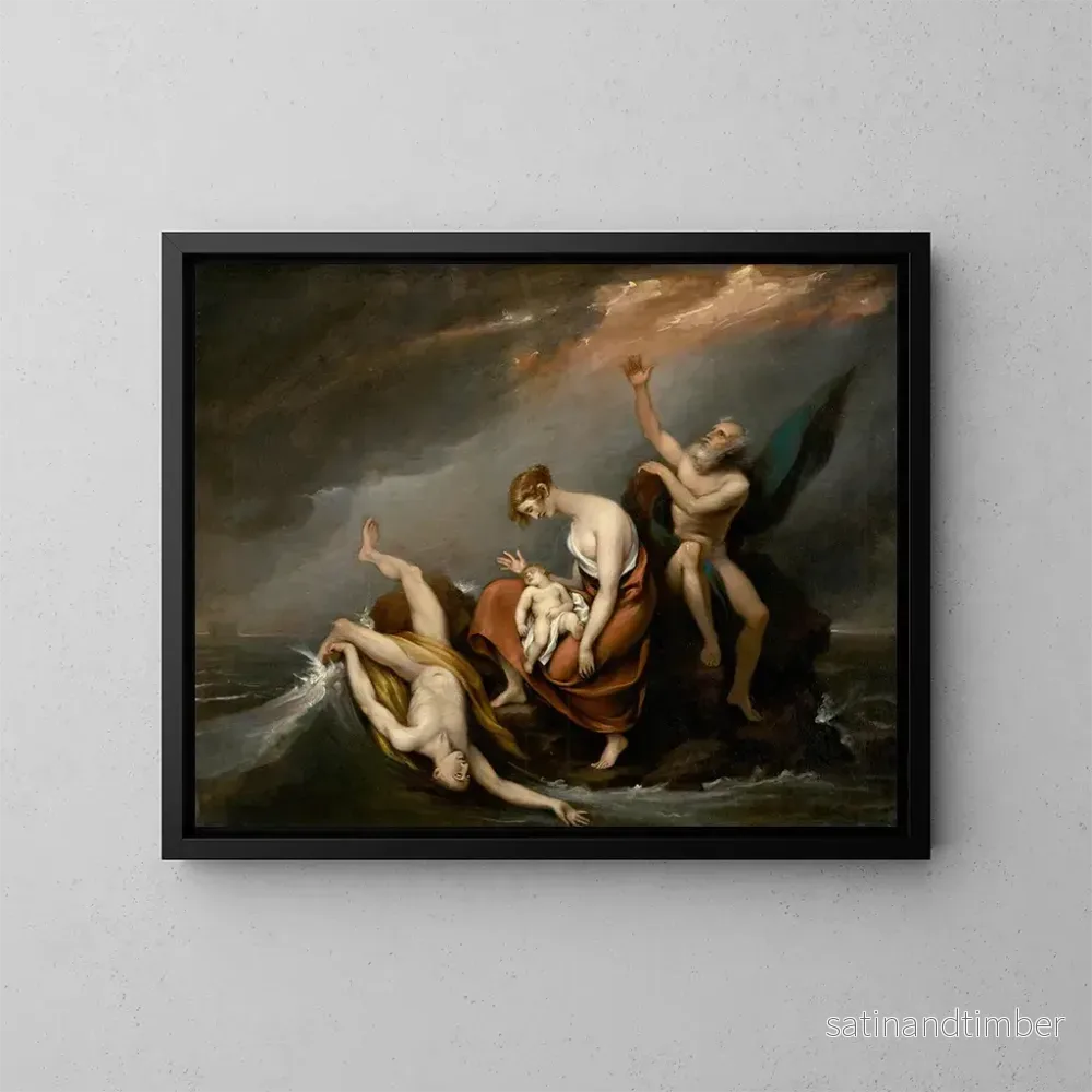 Reproduktion av målningen La dernière famille qui périt dans le déluge Genèse 7424 - John Trumbull