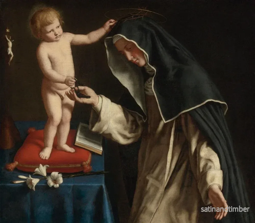 Reproduktion av målningen av Sankt Katarina av Siena som mottar törnekronan från den lille Jesus - Giovanni Battista Salvi da Sassoferrato - Bild 2