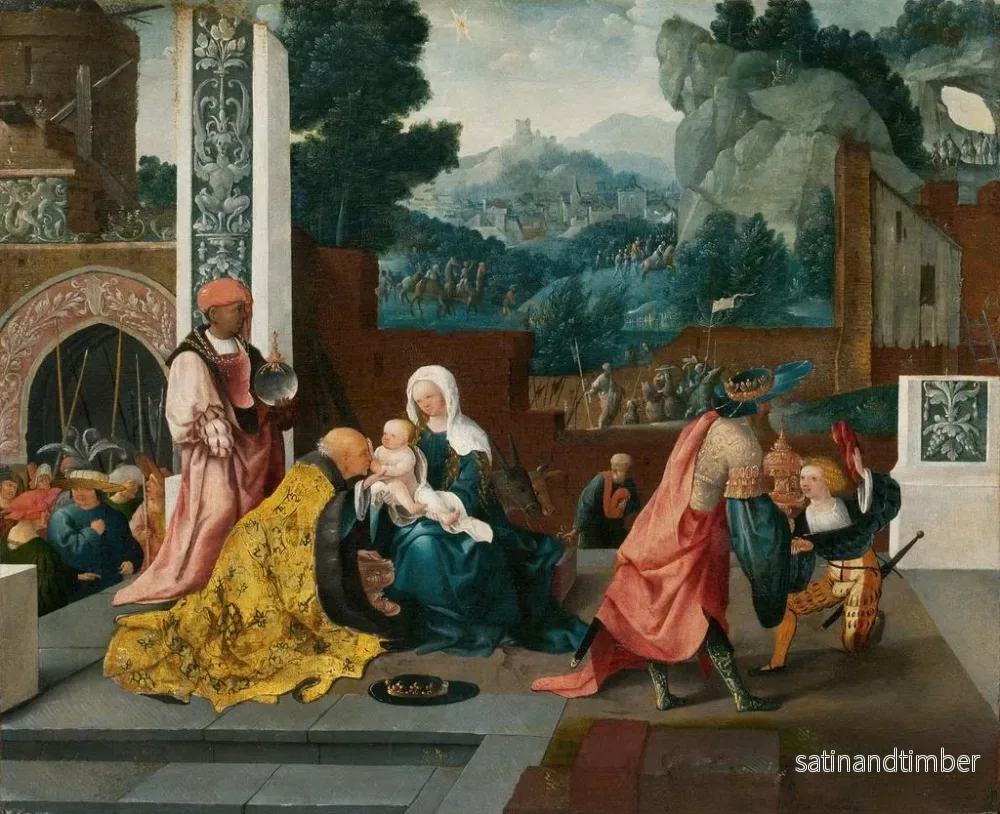Reproduktion av målningen tillbedjan av de vise männen - Jan van Scorel - Bild 2
