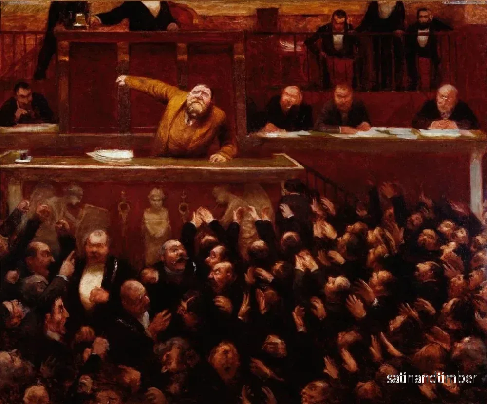 Reproduktion av målningen La tribune de la Chambre des députés - Jean Veber - Bild 2
