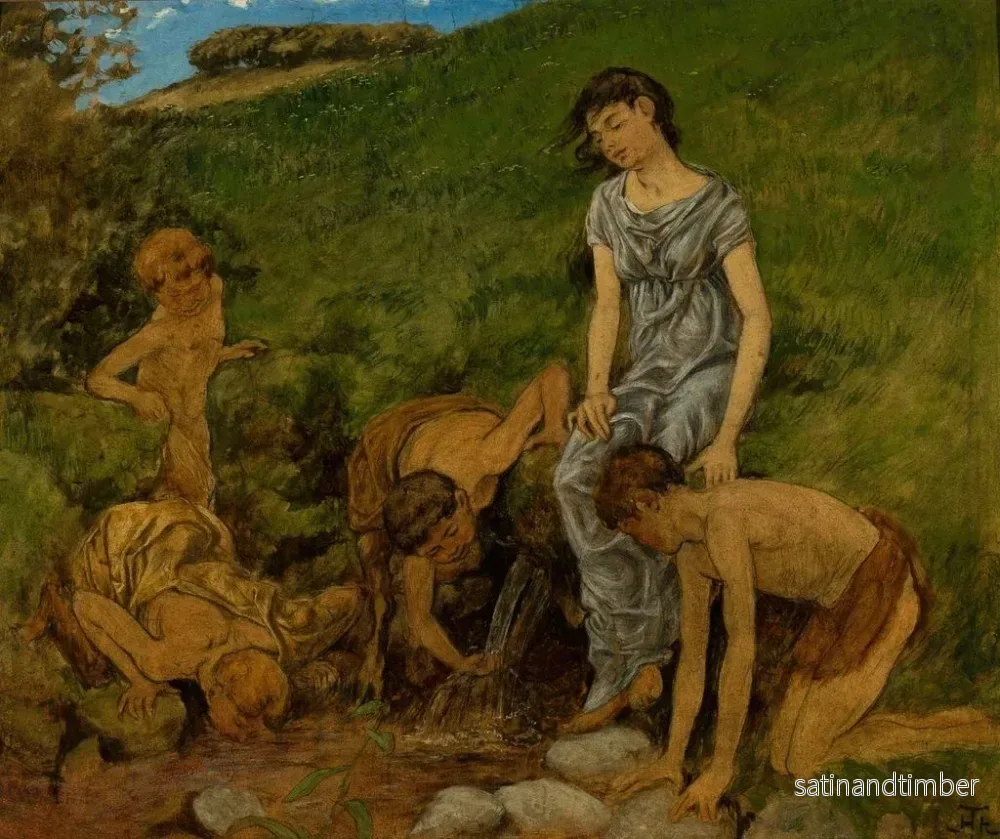 Reproduktion av målningen Vår vid källan - Hans Thoma - Bild 2