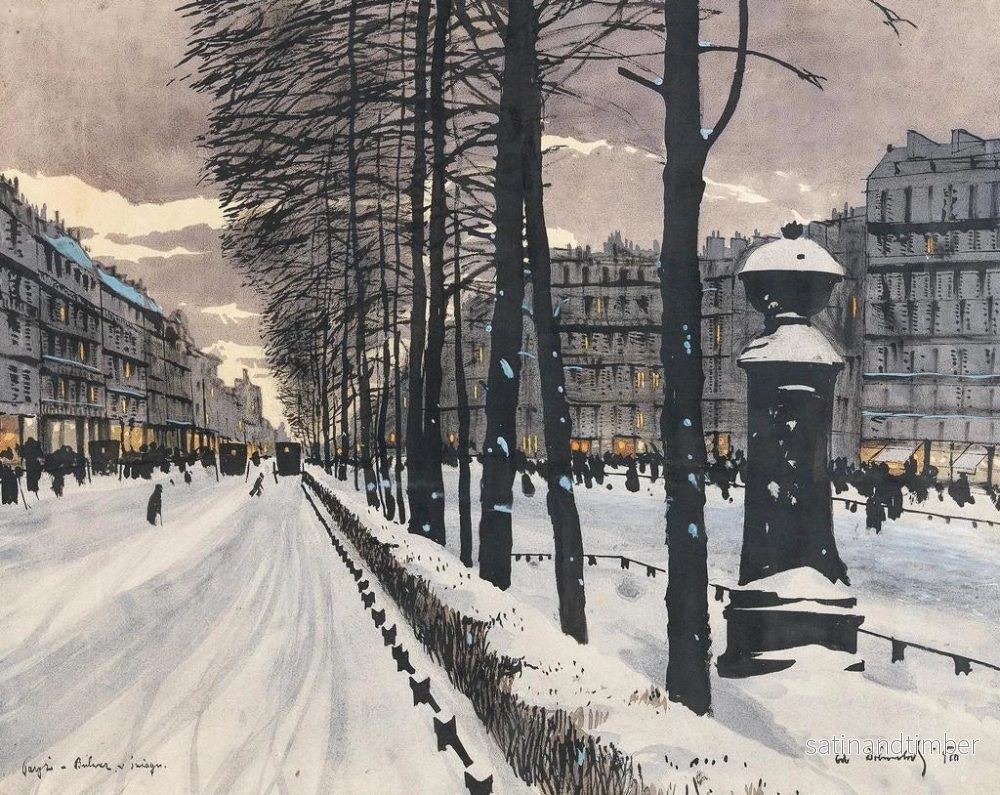 Reproduktion av målningen En boulevard i Paris under snön - Odo Dobrowolski - Bild 2