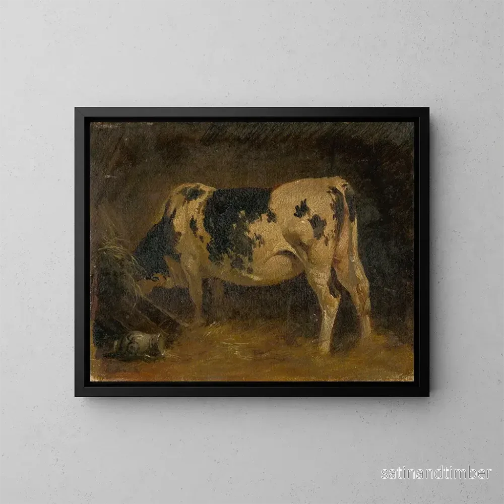 Reproduktion av målningen Vache dans une grange - Friedrich August Matthias Gauermann