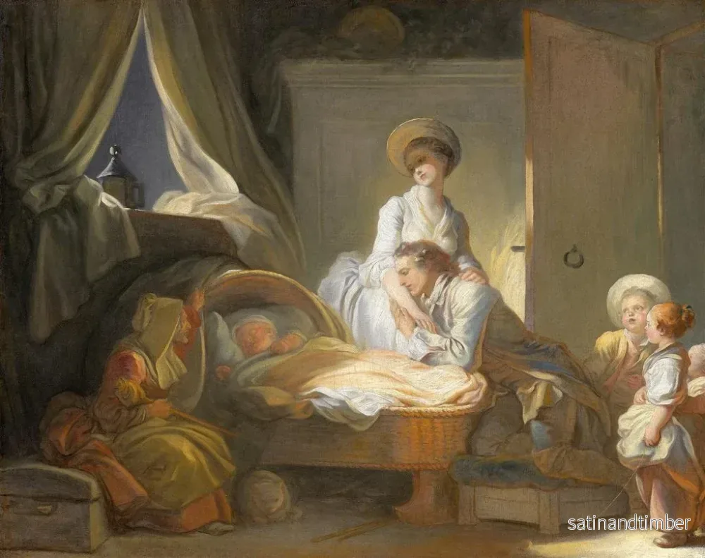 Reproduktion av målningen La Visite à la Crèche - Jean-Honoré Fragonard - Bild 2