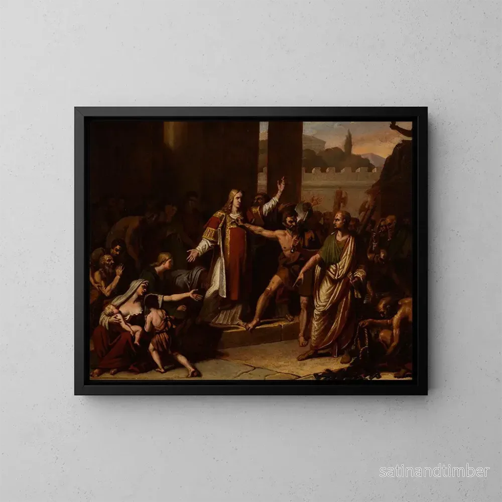Reproduktion av målningen av Saint Laurent led till martyrdöden - Pierre-Félix Trézel