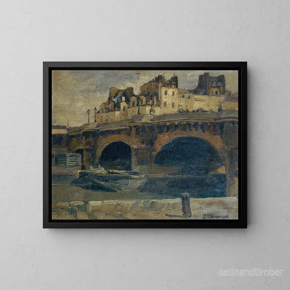 Reproduktion av målningen Landskapsbild av Paris med Pont Neuf - Julius Ullmann