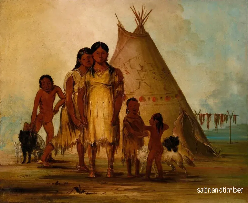 Reproduktion av målningen av två comancheflickor - George Catlin - Bild 2