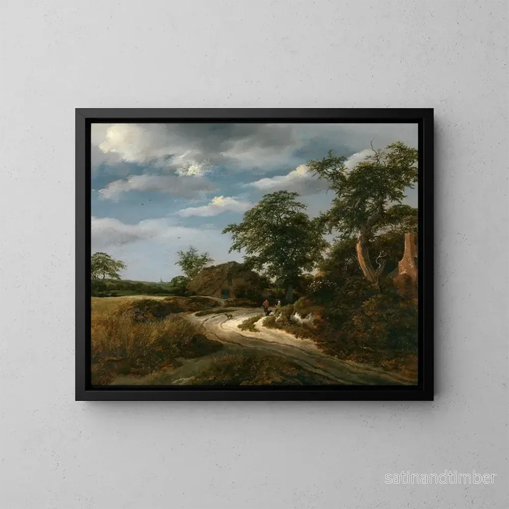Reproduktion av målningen Landskapsbild med en kyrka - Jacob van Ruisdael