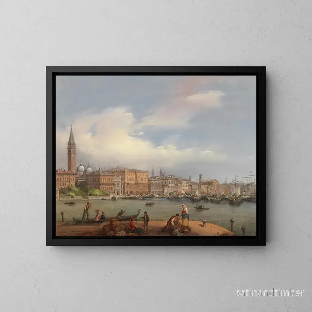 Reproduktion av målningen Vue du Palais des Doges depuis la Douane à Venise – Carlo Canella Reproduktion av målningen Vue du Palais des Doges depuis la Douane à Venise – Carlo Canella