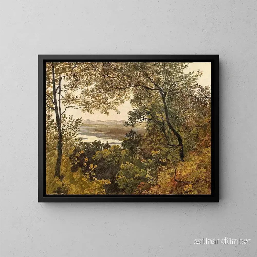 Reproduktion av målningen Vy över Donau obreglerad från Bisamberg - Friedrich Gauermanns cirkel