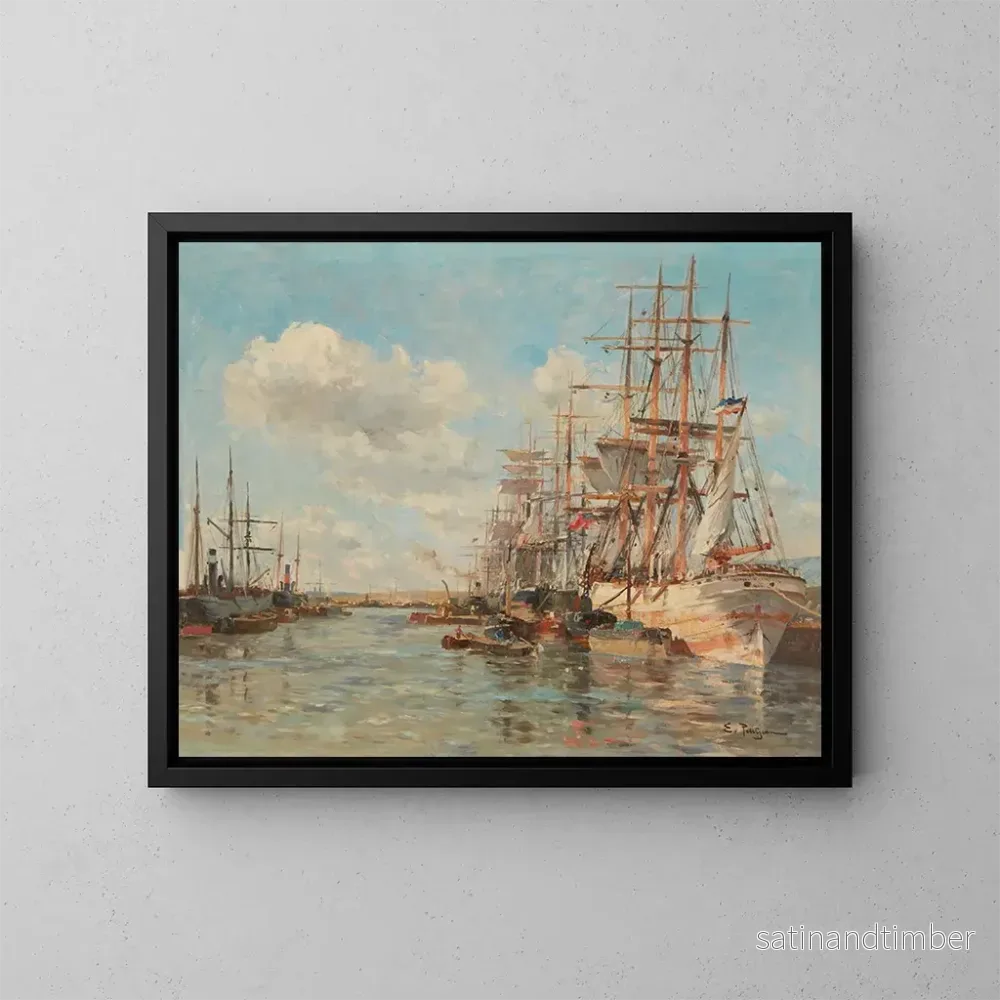 Reproduktion av målningen Le port de la Rochelle - Edmond-Marie Petitjean