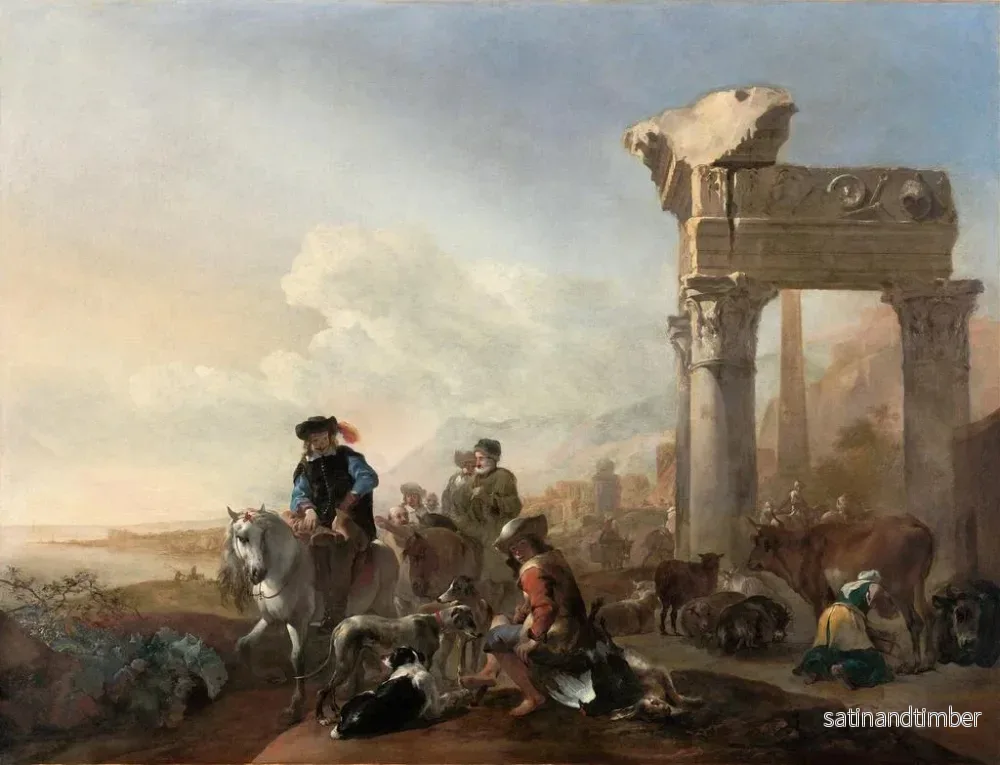 Reproduktion av målningen Jägare nära ruiner - Jan Baptist Weenix - Bild 2