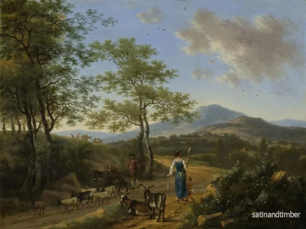 Reproduktion av målningen av italienskt landskap med herdar - Willem de Heusch - Bild 2