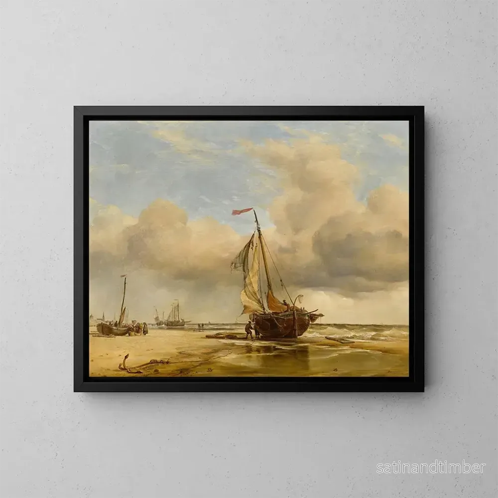 Reproduktion av målningen på stranden i Scheveningue, Holland – Edward William Cooke
