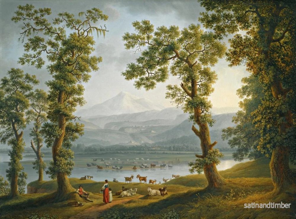 Reproduktion av målningen Vy genom floden Volturno mot Alife, Piedimonte Matese och bergen i Matese som reser sig bortom - Jakob Philipp Hackert - Bild 2