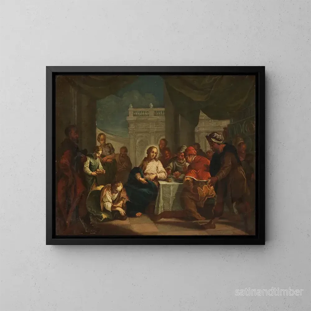 Reproduktion av målningen Christ et Marie Madeleine au lavement des pieds - Jacopo Amigoni