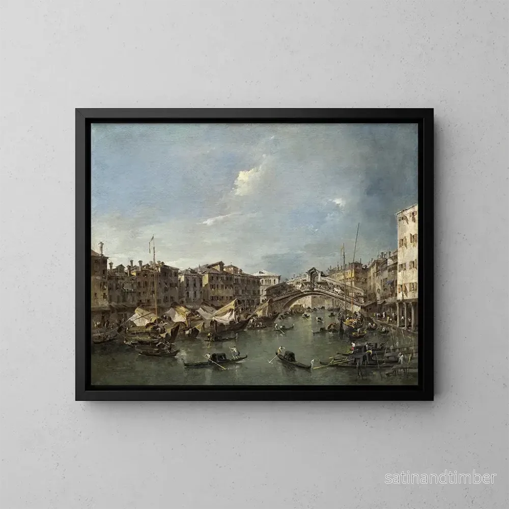 Reproduktion av målningen av Grand Canal med Rialto-bron, Venedig - Francesco Guardi