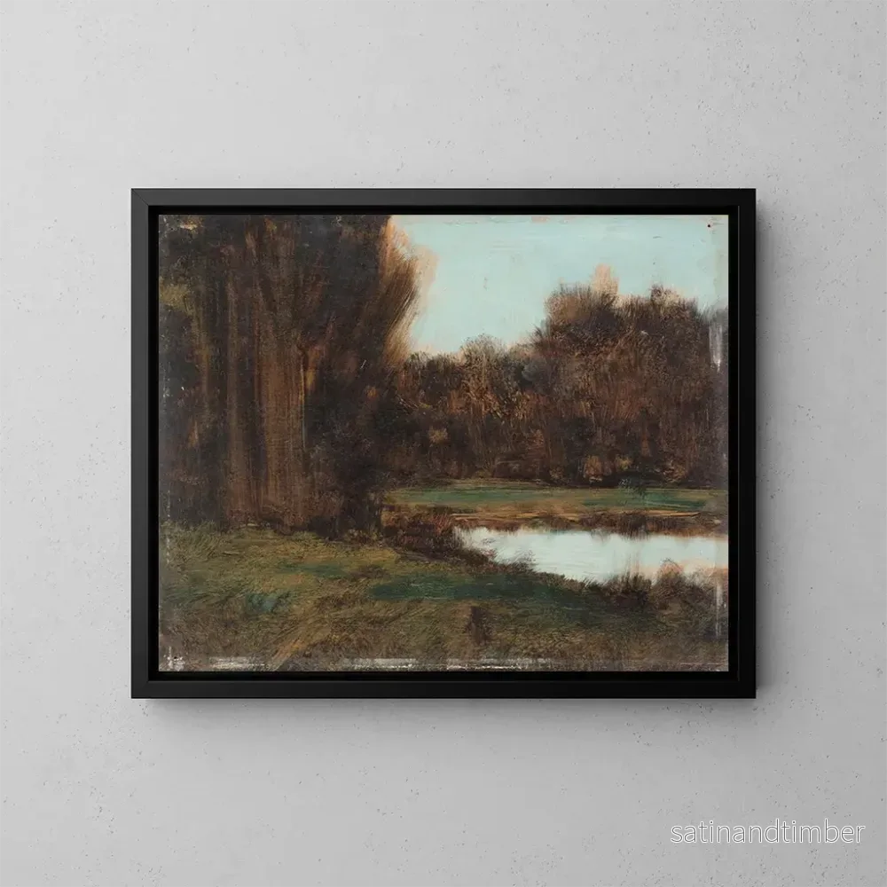 Reproduktion av målningen Landskap av Alsace med en damm - Jean-Jacques Henner