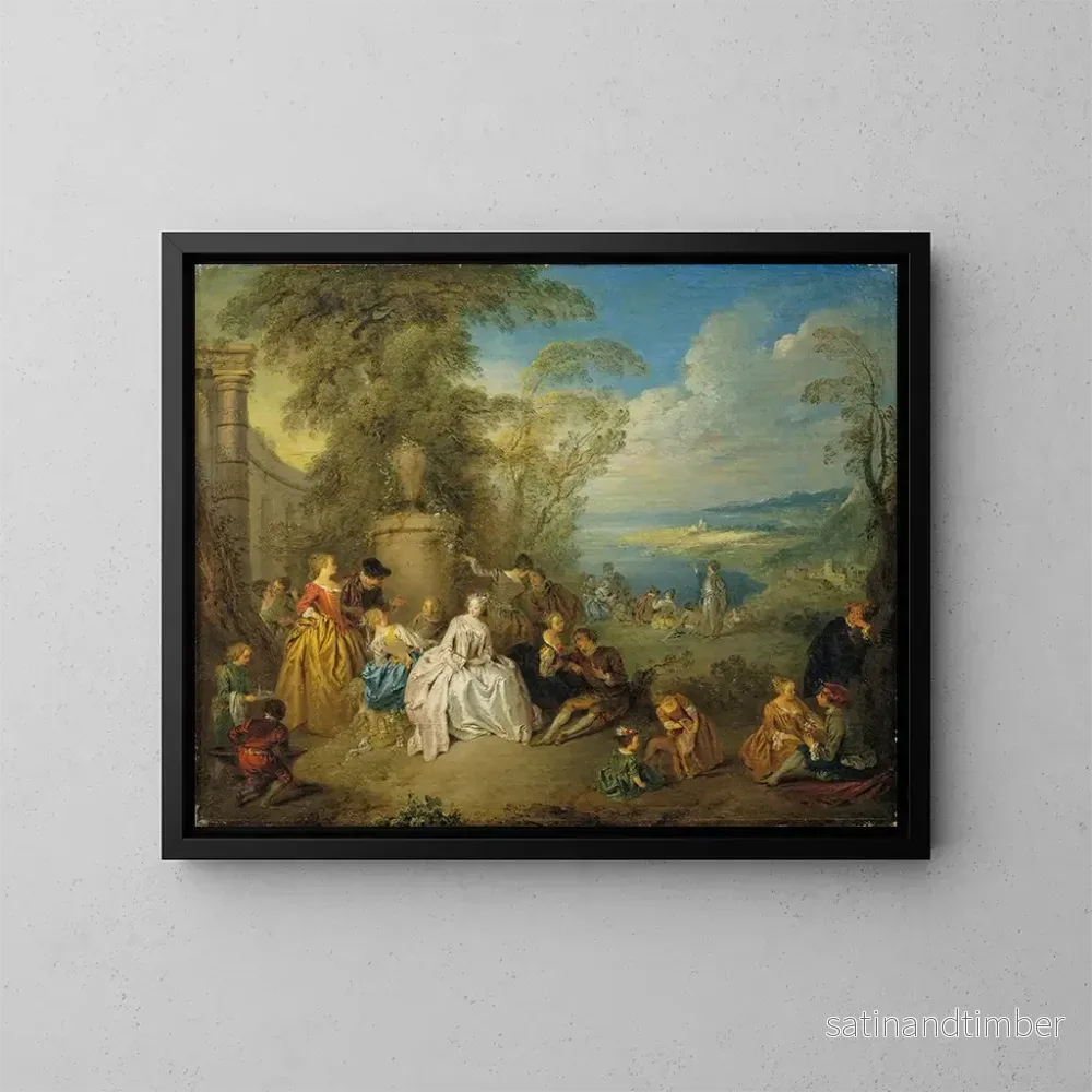 Reproduktion av målningen Fête galante dans un paysage côtier - Jean-Baptiste Pater