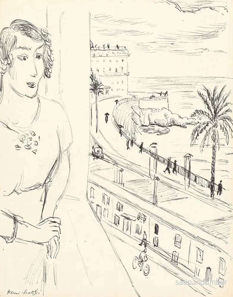 Reproduction du dessin Femme près de la fenêtre, Nice – Henri Matisse Reproduction du dessin Femme près de la fenêtre, Nice – Henri Matisse