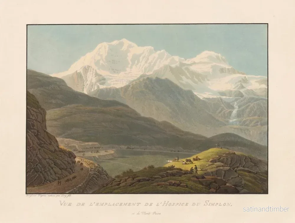 Reproduktion av målningen Vue de l'emplacement de l'Hospice du Simplon et du Mont Rose - Gabriel Lory le Jeune - Bild 2