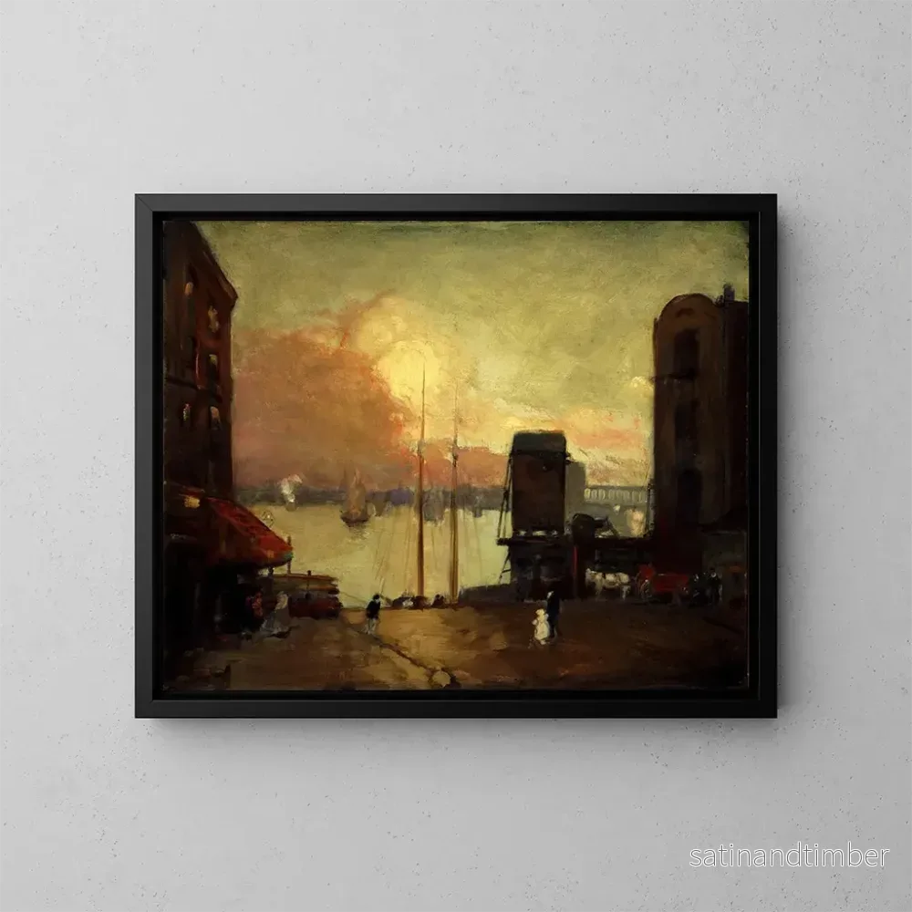 Reproduktion av målningen Moln cumulus över East River - Robert Henri