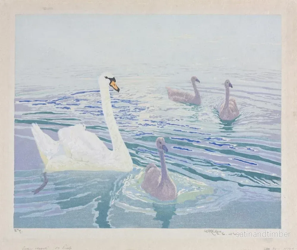 Reproduktion av målningen Cygnes et cygnets - William Giles - Bild 2