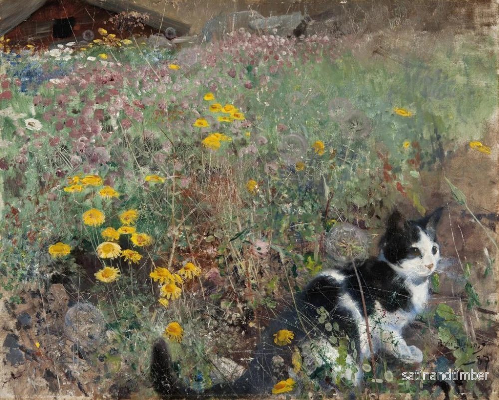 Reproduktion av målningen av en katt i en blommande äng - Bruno Liljefors - Bild 2