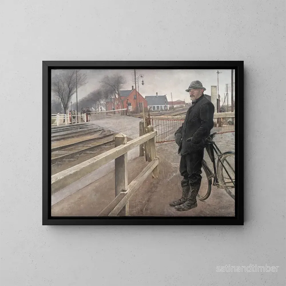 Reproduktion av målningen Väntan vid järnvägsövergången på Roskildevägen – Laurits Andersen Ring Reproduktion av målningen Väntan vid järnvägsövergången på Roskildevägen – Laurits Andersen Ring