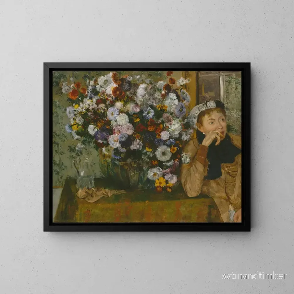 Reproduktion av målningen En kvinna som sitter bredvid en blomvas – Edgar Degas Reproduktion av målningen En kvinna som sitter bredvid en blomvas – Edgar Degas