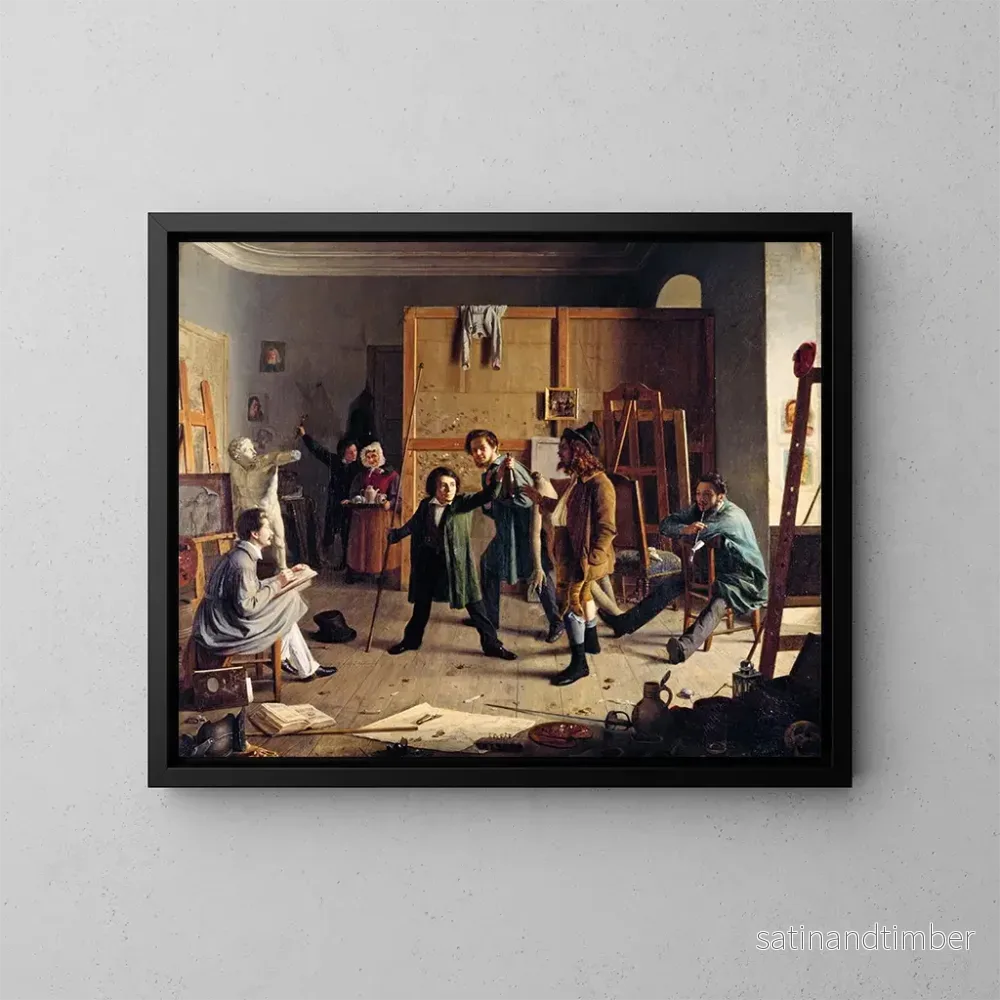Reproduktion av målningen Studiomiljö - Johann Peter Hasenclever