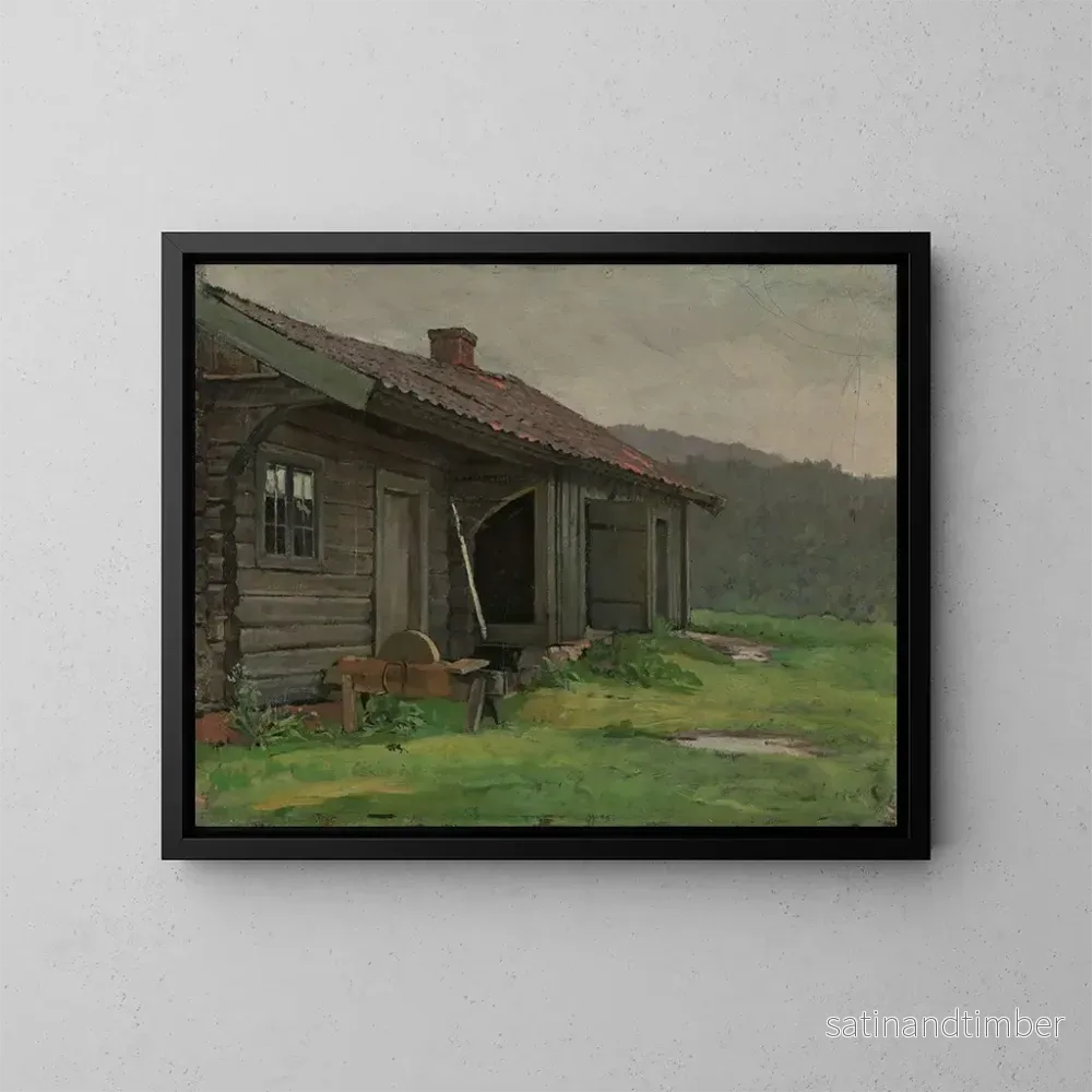 Reproduktion av målningen En bondgård under sommarregn - Jacob Glersen