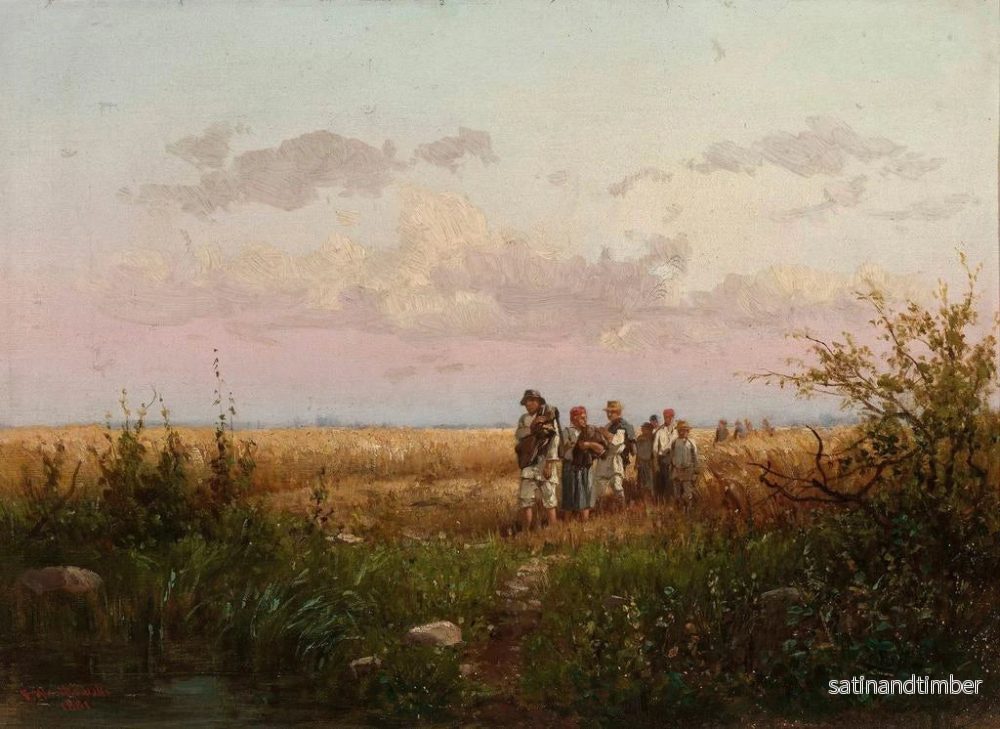 Reproduktion av målningen Les moissonneurs rentrant des champs - Franciszek Wąsowski - Bild 2