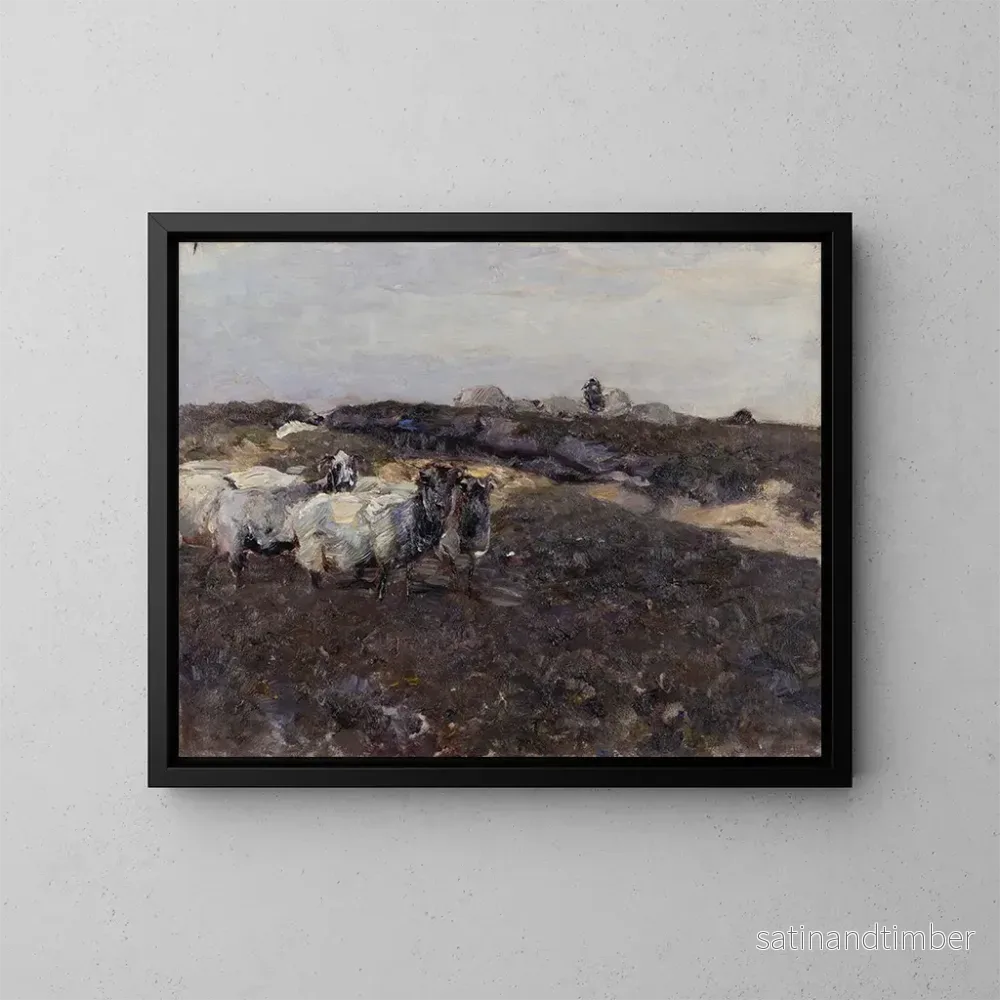 Reproduktion av målningen får sheep på hed - Heinrich von Zügel