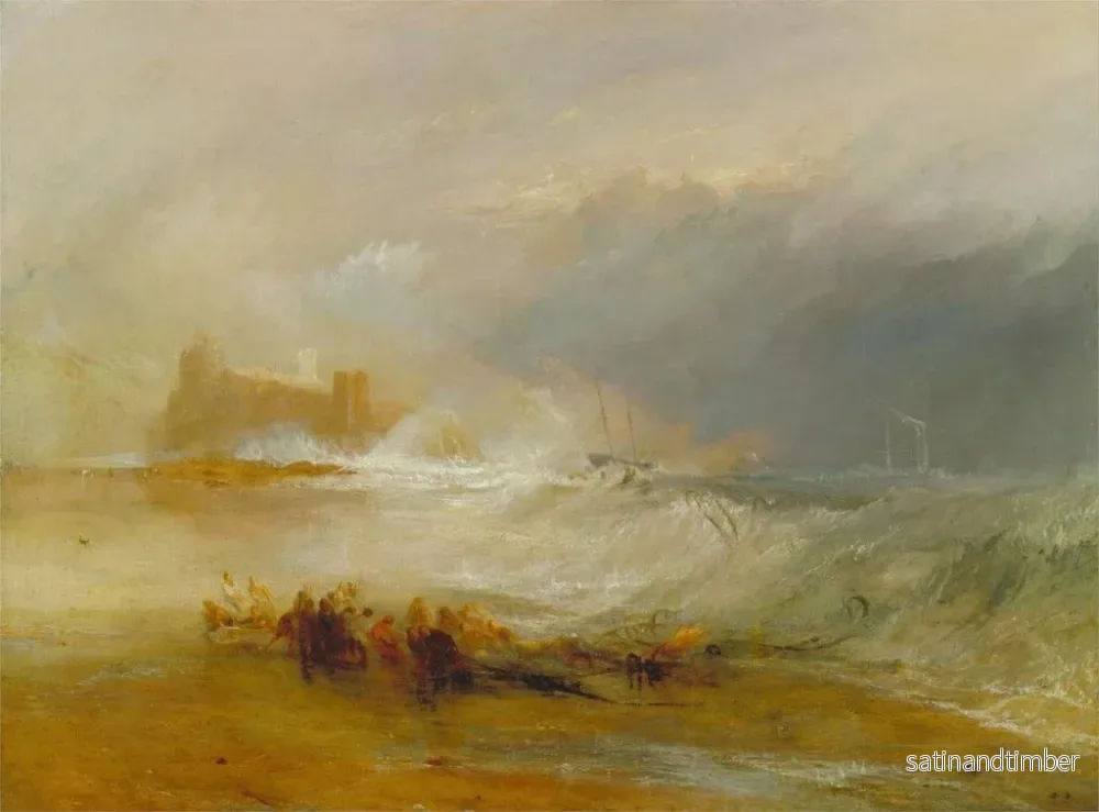 Reproduktion av målningen Wreckers på Northumberland-kusten med en ångbåt som hjälper ett fartyg till sjöss - Joseph Mallord William Turner - Bild 2