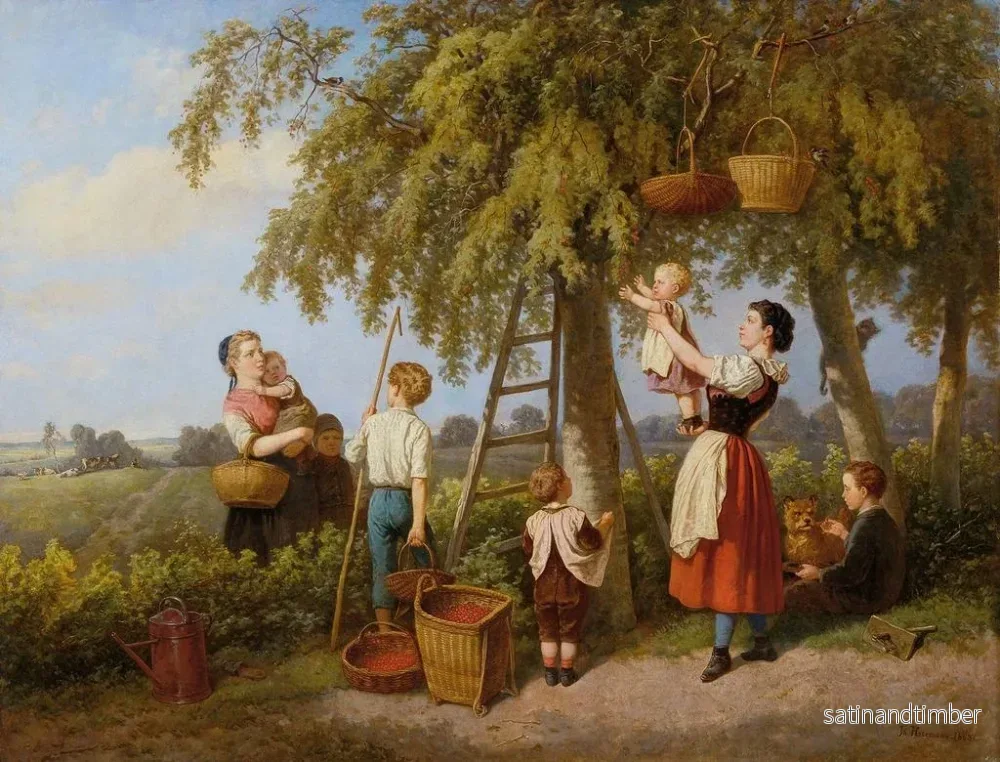 Reproduktion av målningen La récolte des cerises, famille de paysans dans le verger - Theodor Hosemann - Bild 2