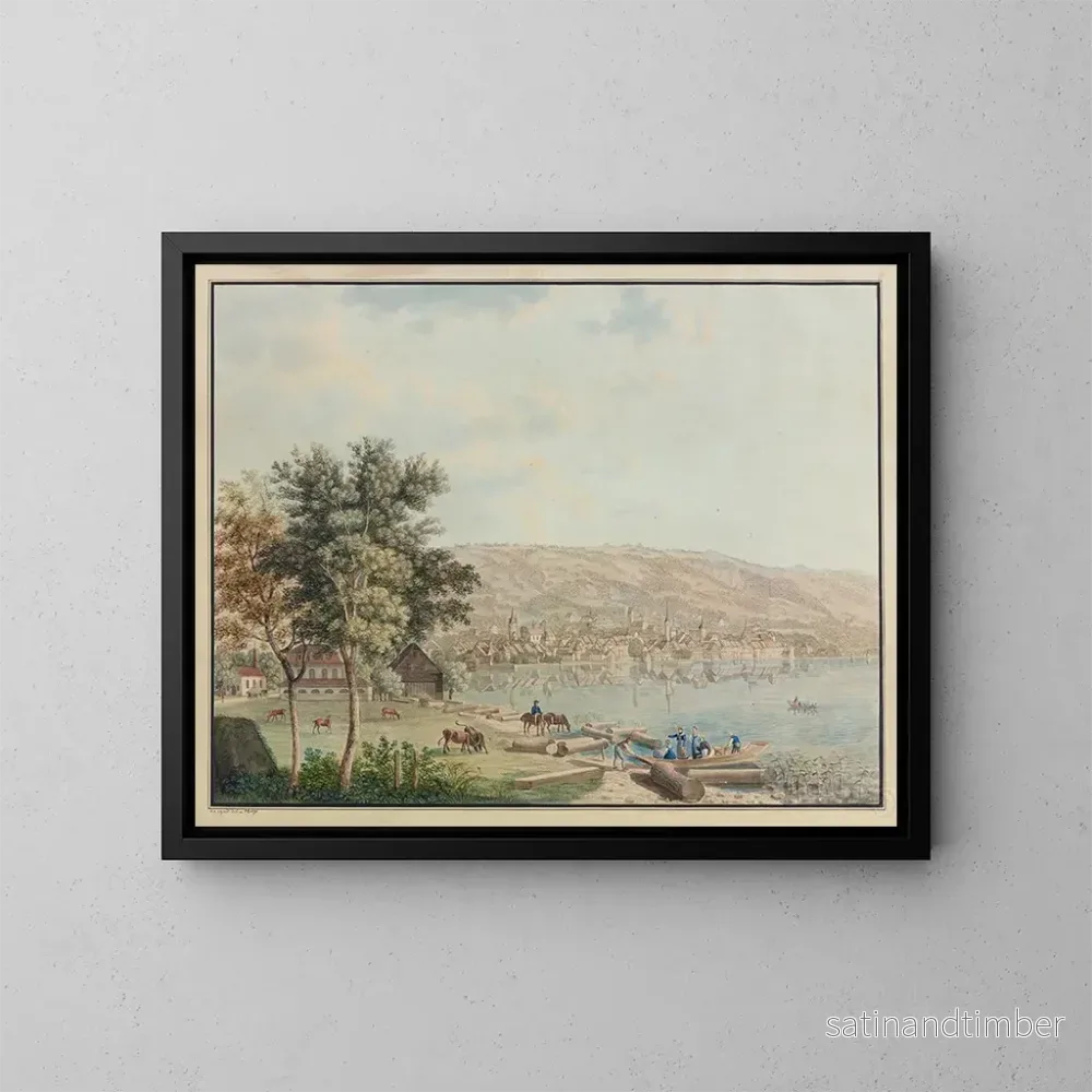 Reproduktion av målningen av staden Zug och Zoug-sjön - David Alois Schmid